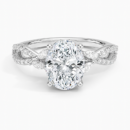 IGI Certified Lab Grown Diamond Engagement Ring Oval Brilliant With Marquise Accent Diamond and Double Pavé Twist Shank Ring