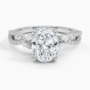 IGI Certified Lab Grown Diamond Engagement Ring Oval Brilliant With Marquise Accent Diamond and Pavé Twist Shank Ring