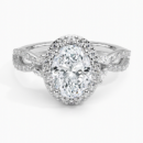 IGI Certified Lab Grown Diamond Engagement Ring Oval Brilliant Halo Ring With Marquise Accent Diamond and Pavé Twist Shank