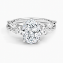 IGI Certified Lab Grown Diamond Engagement Ring Oval Brilliant Three Stone Twist Shank Ring With Marquise Accent Diamond