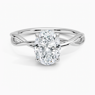 IGI Certified Lab Grown Diamond Engagement Ring Oval Brilliant Solitaire Ring With Infinity Twist Open Shank