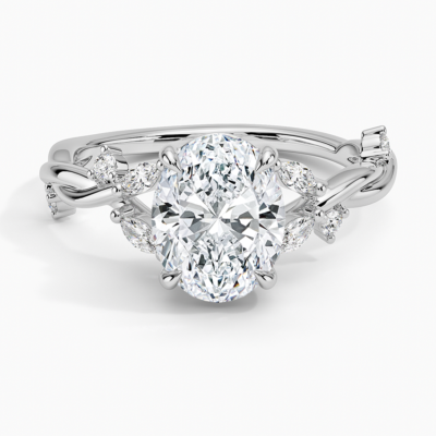 IGI Certified Lab Grown Diamond Engagement Ring Oval Brilliant With Nature-Inspired Twist Band Ring