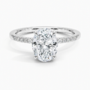 IGI Certified Lab Grown Diamond Engagement Ring Oval Brilliant Ring With Hidden Halo and Pavé Cathedral