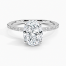 IGI Certified Lab Grown Diamond Engagement Ring Oval Brilliant Ring With Hidden Marquise and Pavé Band