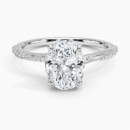 IGI Certified Lab Grown Diamond Engagement Ring Oval Brilliant Cut Ring With Marquise Accent Side Stones