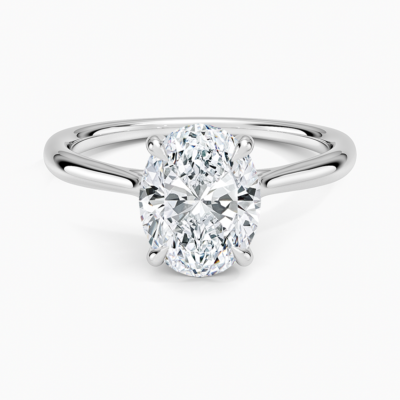 IGI Certified Lab Grown Diamond Engagement Ring Oval Brilliant Twisted Solitaire Ring