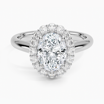 IGI Certified Lab Grown Diamond Engagement Ring Oval Brilliant Halo Ring