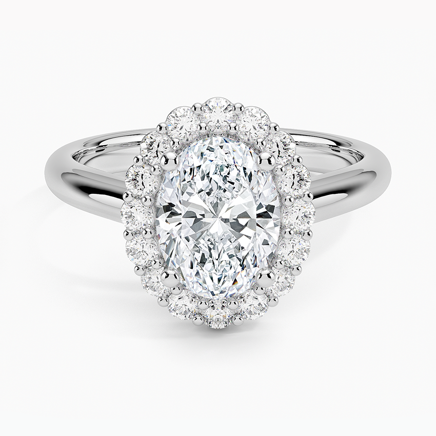 IGI Certified Lab Grown Diamond Engagement Ring Oval Brilliant Halo Ring