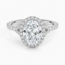 IGI Certified Lab Grown Diamond Engagement Ring Oval Brilliant Split Shank Halo Ring