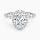 IGI Certified Lab Grown Diamond Engagement Ring Oval Brilliant Halo With Hidden Halo And Pavé Band Ring