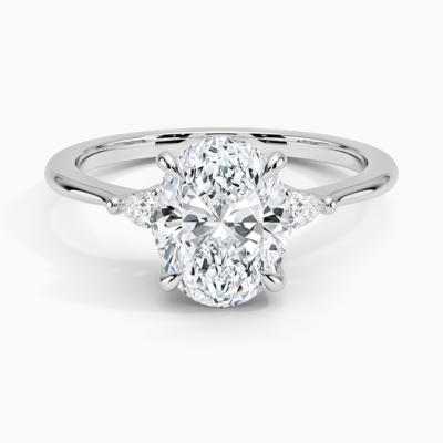 IGI Certified Lab Grown Diamond Engagement Ring Oval Brilliant With Pear Accents Ring
