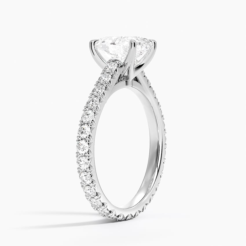 IGI Certified Lab Grown Diamond Engagement Ring Oval Brilliant French Pavé Ring - Image 2