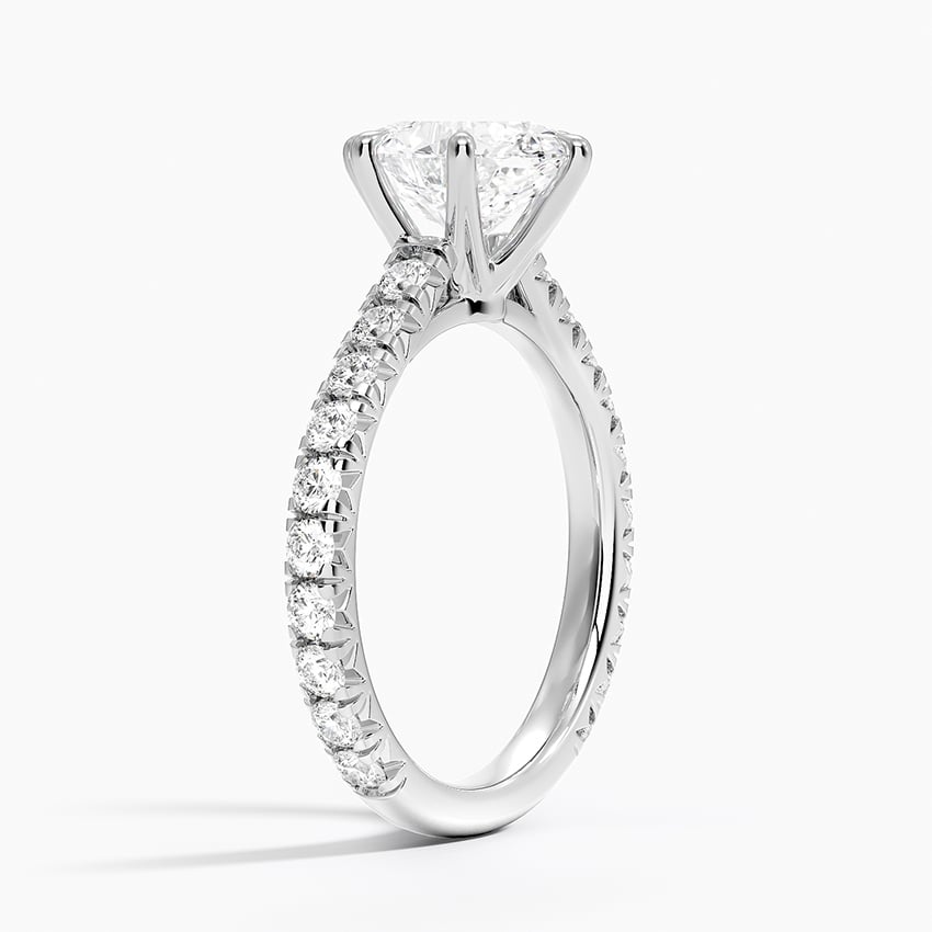 IGI Certified Lab Grown Diamond Engagement Ring Oval Brilliant Cut Pavé Cathedral Ring - Image 2