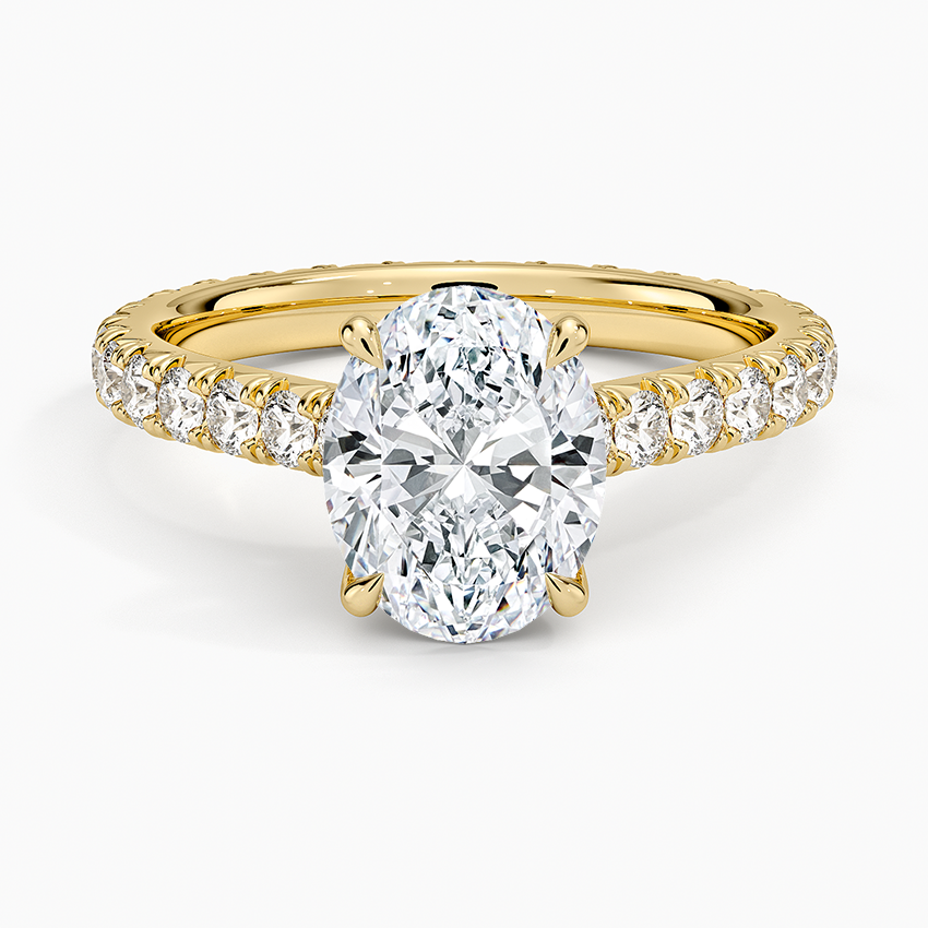 IGI Certified Lab Grown Diamond Engagement Ring Oval Brilliant French Pavé Ring - Image 4