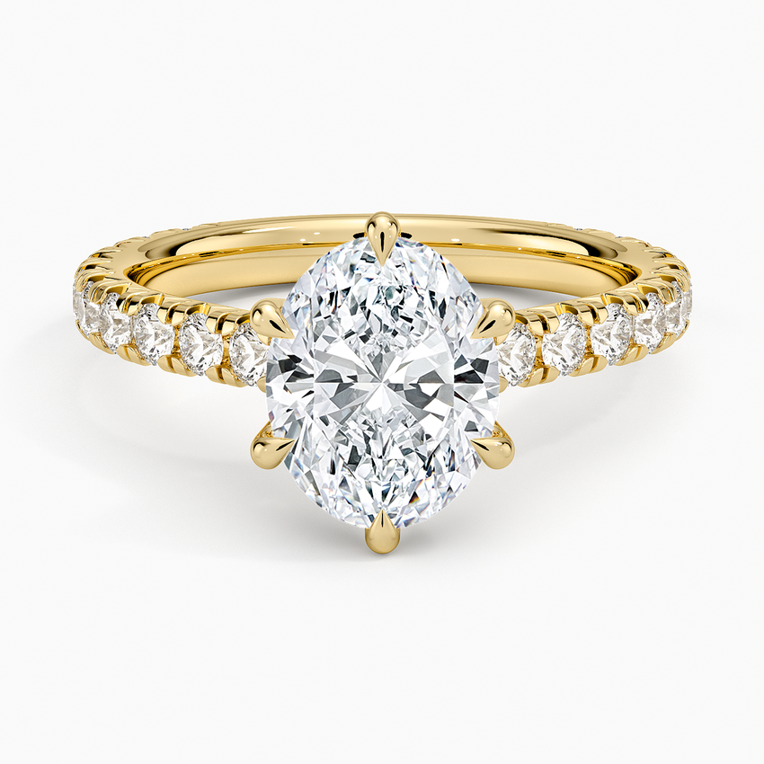 IGI Certified Lab Grown Diamond Engagement Ring Oval Brilliant Cut Pavé Cathedral Ring - Image 4