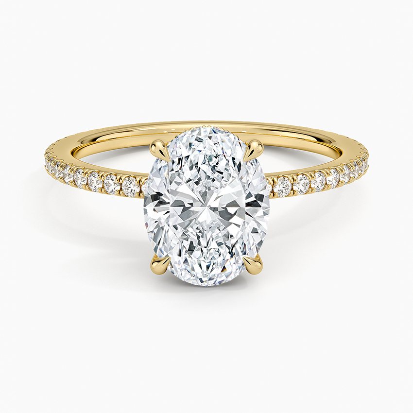 IGI Certified Lab Grown Diamond Engagement Ring Oval Brilliant Hidden Halo Full Eternity Pavé Ring - Image 4