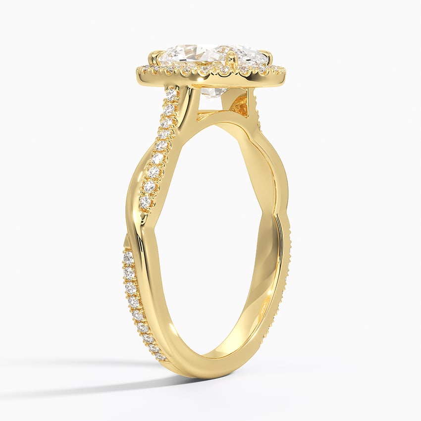 IGI Certified Lab Grown Diamond Engagement Ring Oval Brilliant Halo Ring With Twisted Pavé Shank - Image 5