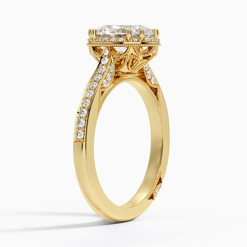 IGI Certified Lab Grown Diamond Engagement Ring Oval Brilliant Halo Split Shank Pavé Ring - Image 5