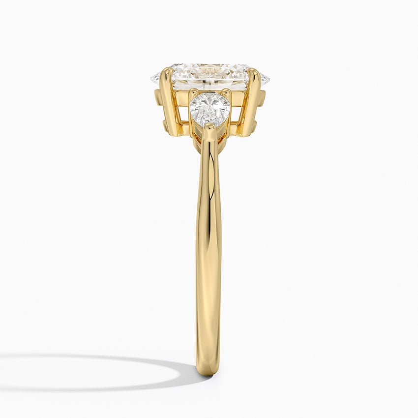 IGI Certified Lab Grown Diamond Engagement Ring Oval Brilliant Three Stone Ring With Pear Side Diamonds - Image 6