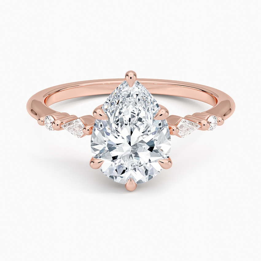 IGI Certified Lab Grown Diamond Engagement Ring Pear Brilliant With Kite Accent Diamond Ring - Image 7