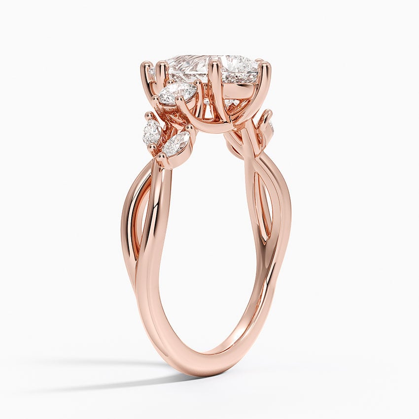 IGI Certified Lab Grown Diamond Engagement Ring Pear Brilliant Three Stone Twist Shank Ring With Marquise Accent Diamond - Image 8
