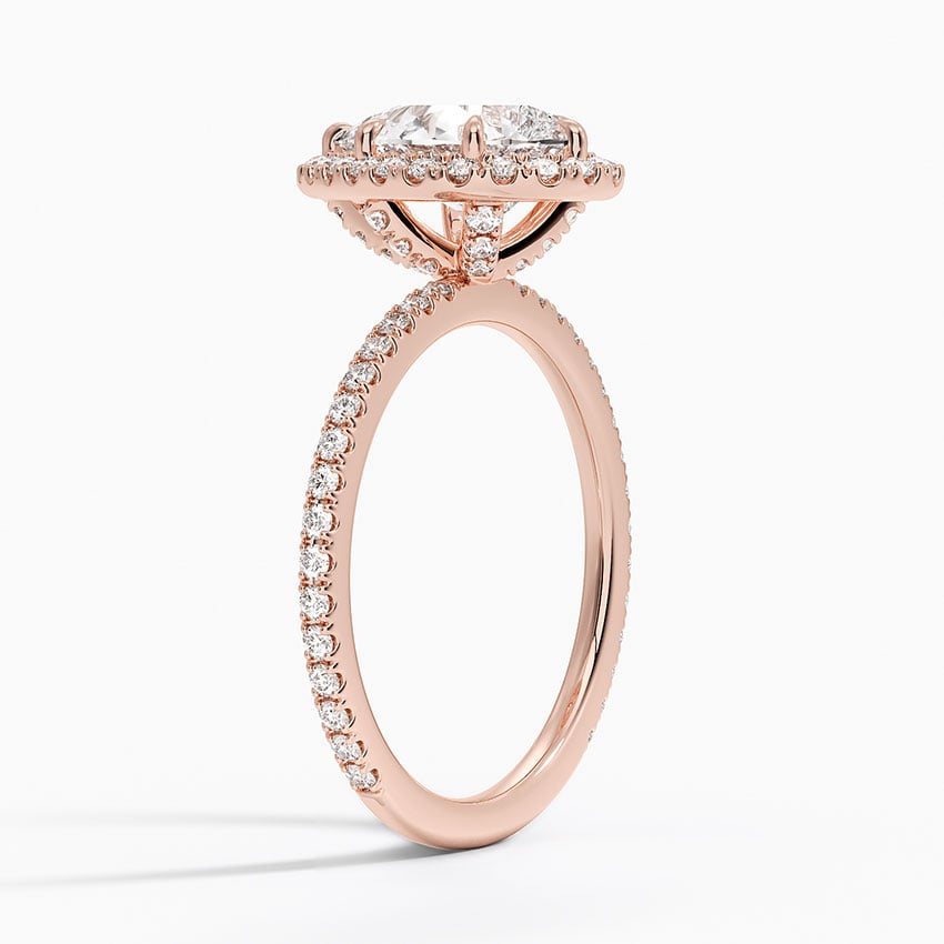 IGI Certified Lab Grown Diamond Engagement Ring Pear Brilliant Halo With Hidden Halo And Pavé Band Ring - Image 8
