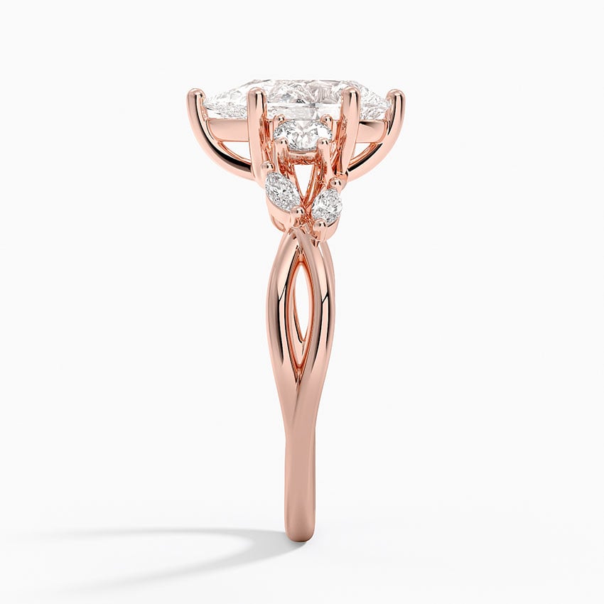 IGI Certified Lab Grown Diamond Engagement Ring Pear Brilliant Three Stone Twist Shank Ring With Marquise Accent Diamond - Image 9