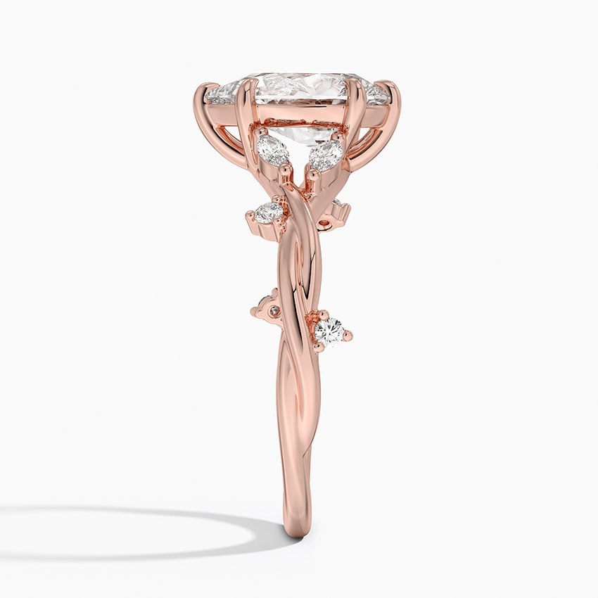 IGI Certified Lab Grown Diamond Engagement Ring Pear Brilliant With Nature-Inspired Twist Band Ring - Image 9