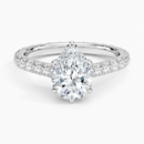 IGI Certified Lab Grown Diamond Engagement Ring Pear Brilliant French Pavé Ring