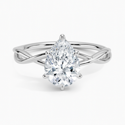 IGI Certified Lab Grown Diamond Engagement Ring Pear Brilliant Solitaire Ring With Infinity Twist Open Shank