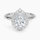 IGI Certified Lab Grown Diamond Engagement Ring Pear Brilliant Halo Ring