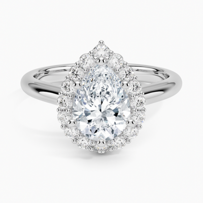 IGI Certified Lab Grown Diamond Engagement Ring Pear Brilliant Halo Ring