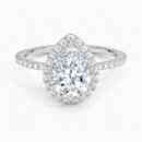 IGI Certified Lab Grown Diamond Engagement Ring Pear Brilliant Halo With Hidden Halo And Pavé Band Ring