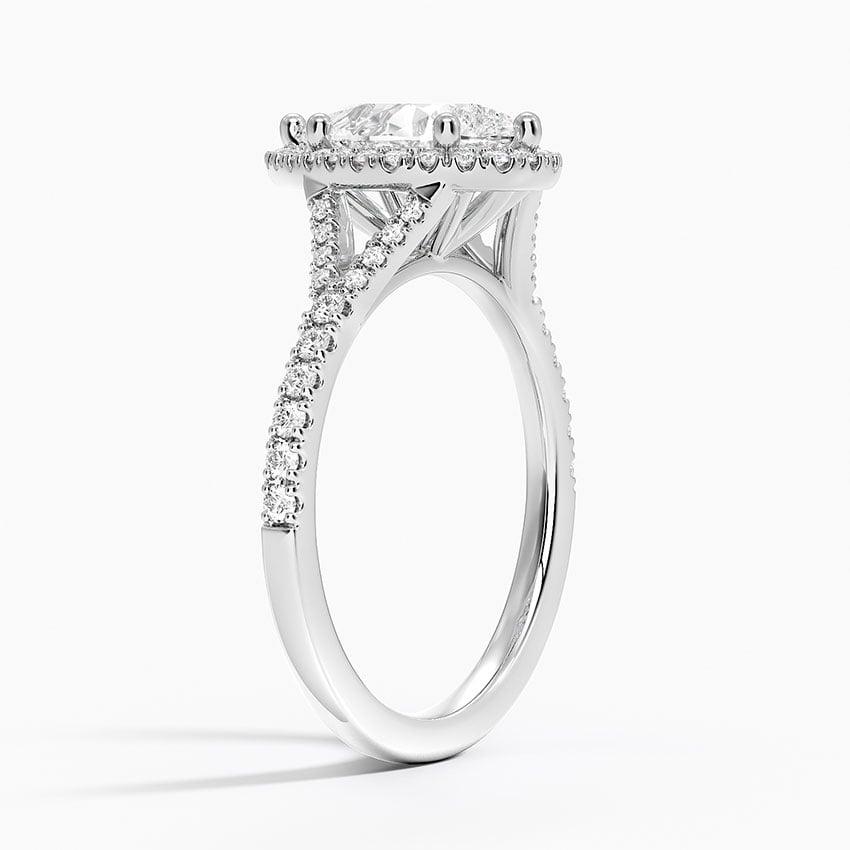 IGI Certified Lab Grown Diamond Engagement Ring Pear Brilliant Split Shank Halo Ring - Image 2