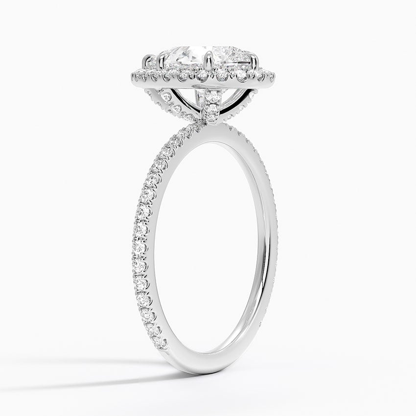 IGI Certified Lab Grown Diamond Engagement Ring Pear Brilliant Halo With Hidden Halo And Pavé Band Ring - Image 2