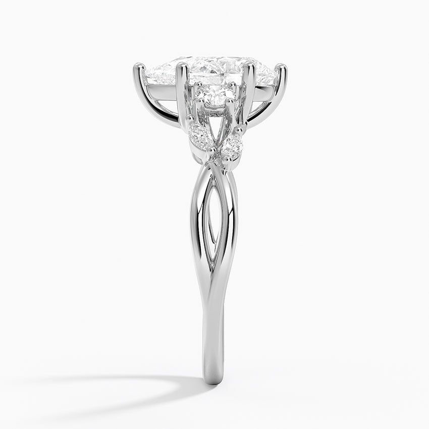 IGI Certified Lab Grown Diamond Engagement Ring Pear Brilliant Three Stone Twist Shank Ring With Marquise Accent Diamond - Image 3