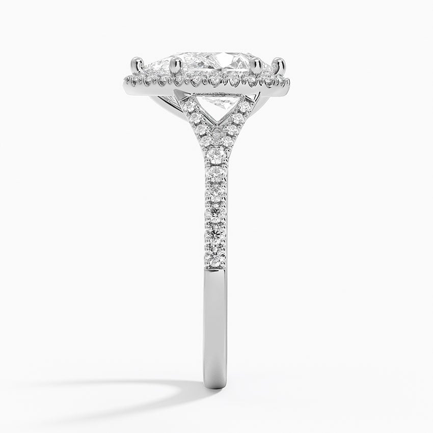 IGI Certified Lab Grown Diamond Engagement Ring Pear Brilliant Split Shank Halo Ring - Image 3