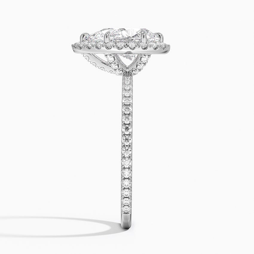 IGI Certified Lab Grown Diamond Engagement Ring Pear Brilliant Halo With Hidden Halo And Pavé Band Ring - Image 3