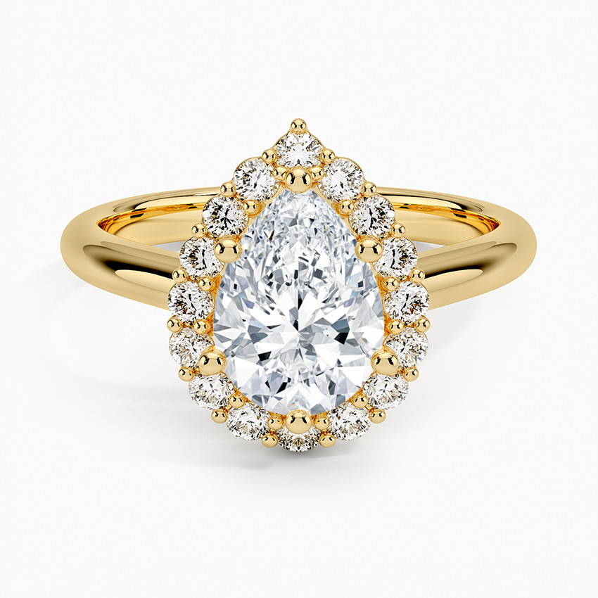 IGI Certified Lab Grown Diamond Engagement Ring Pear Brilliant Halo Ring - Image 4