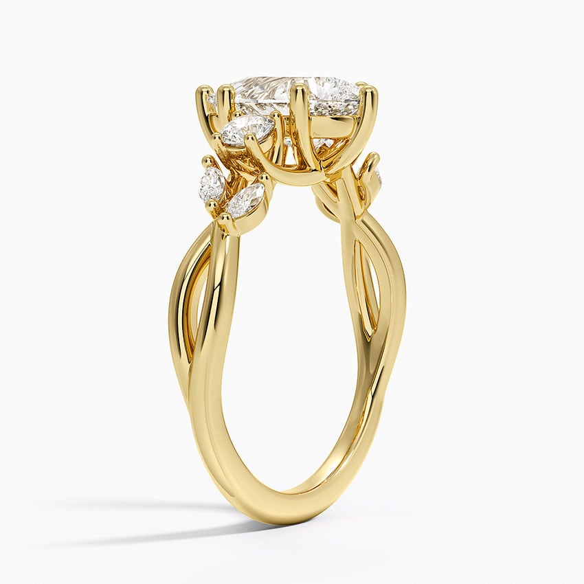 IGI Certified Lab Grown Diamond Engagement Ring Pear Brilliant Three Stone Twist Shank Ring With Marquise Accent Diamond - Image 5