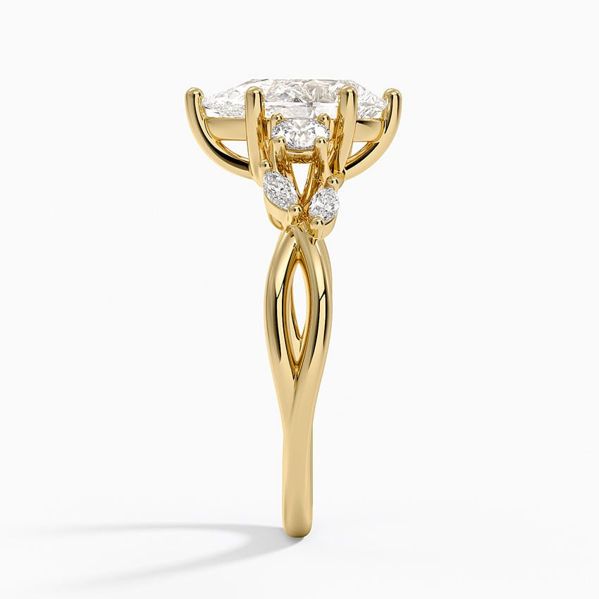 IGI Certified Lab Grown Diamond Engagement Ring Pear Brilliant Three Stone Twist Shank Ring With Marquise Accent Diamond - Image 6