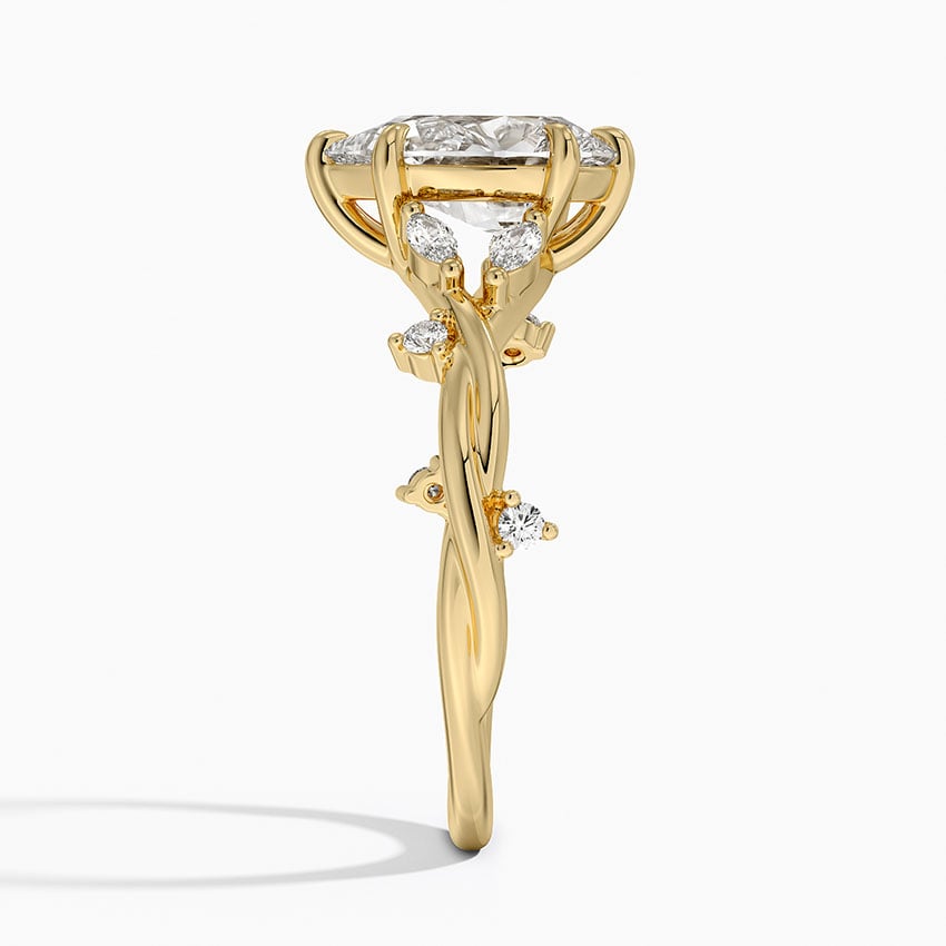 IGI Certified Lab Grown Diamond Engagement Ring Pear Brilliant With Nature-Inspired Twist Band Ring - Image 6