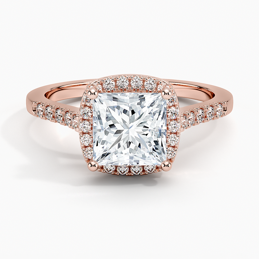 IGI Certified Lab Grown Diamond Engagement Ring Princess Brilliant Halo Ring With Cathedral Pavé Band - Image 7