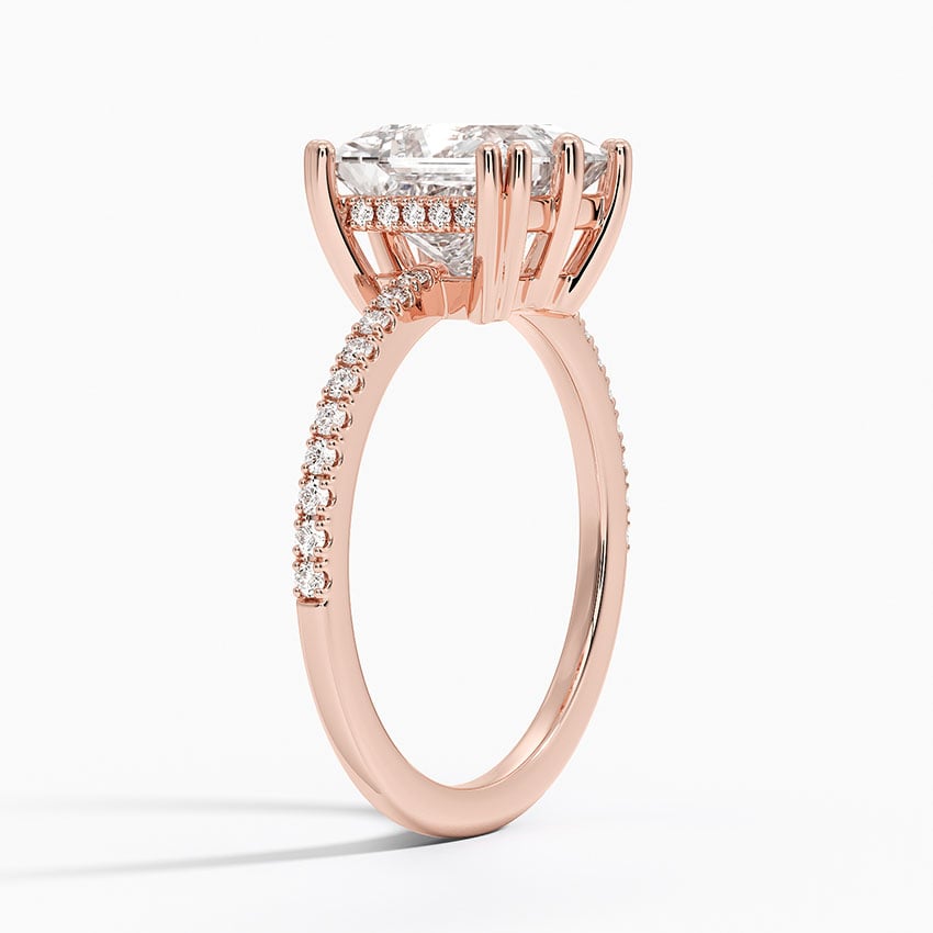 IGI Certified Lab Grown Diamond Engagement Ring Princess Brilliant Hidden Halo Pavé Ring With Scalloped Multi-Prong Basket - Image 8