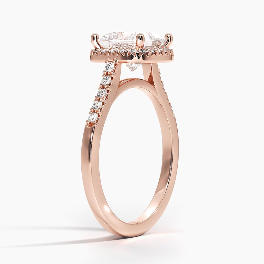 IGI Certified Lab Grown Diamond Engagement Ring Princess Brilliant Halo Ring With Cathedral Pavé Band - Image 8