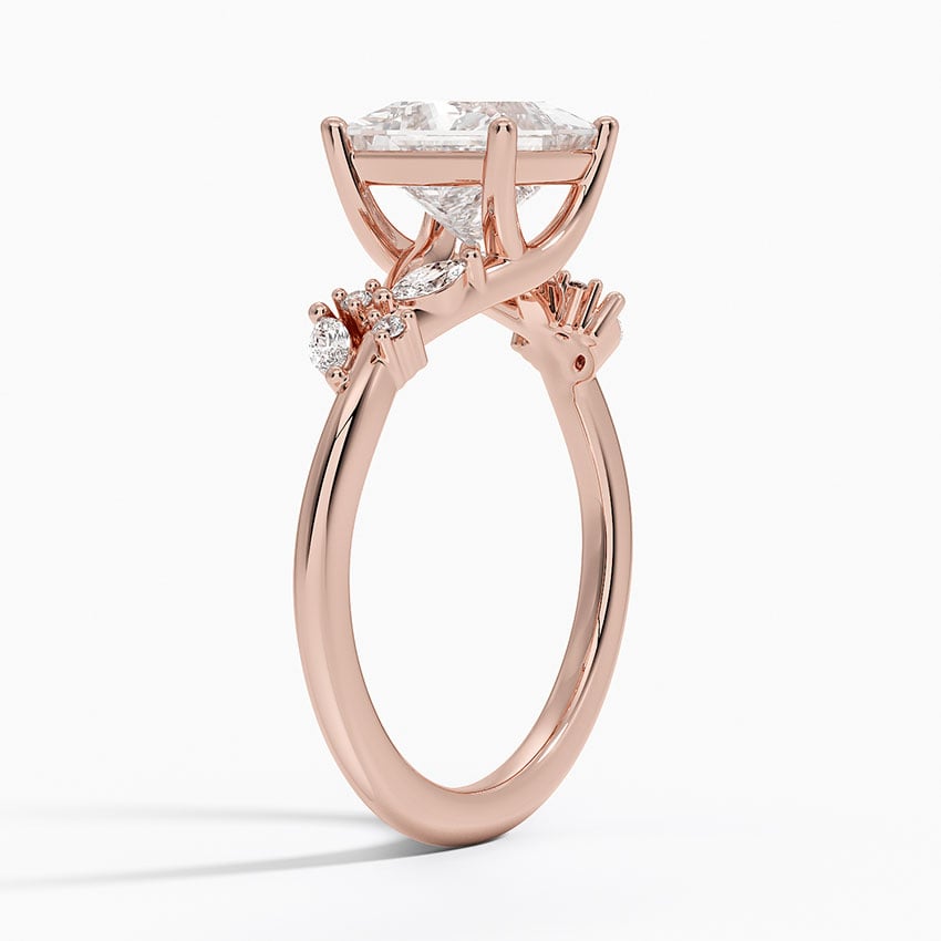 IGI Certified Lab Grown Diamond Engagement Ring Princess Brilliant Floral Cathedral Ring - Image 8