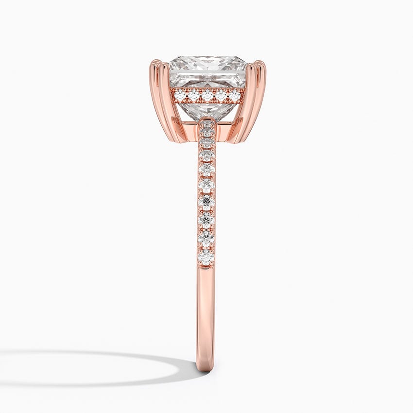 IGI Certified Lab Grown Diamond Engagement Ring Princess Brilliant Hidden Halo Pavé Ring With Scalloped Multi-Prong Basket - Image 9