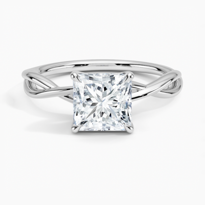 IGI Certified Lab Grown Diamond Engagement Ring Princess Brilliant Solitaire Ring With Infinity Twist Open Shank