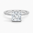 IGI Certified Lab Grown Diamond Engagement Ring Princess Brilliant Ring With Hidden Halo and Pavé Cathedral