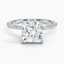 IGI Certified Lab Grown Diamond Engagement Ring Princess Brilliant Cut Ring With Marquise Accent Side Stones